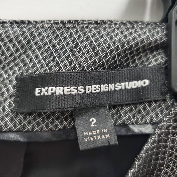 Express Design Studio Y2K Black Micro Diamond Print Career Pencil Skirt Size 2 - Picture 3 of 5